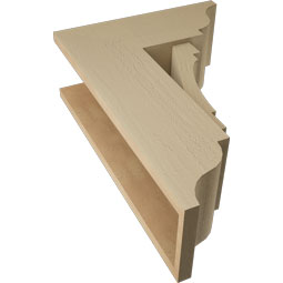 Ekena Millwork - BKTUR0756X18X26MRC01RCPR - Timberthane Faux Wood Merced Style Bracket w/ Offset Brace, Traditional Ends, 7 1/2"W x 18"D x 26"H, Primed Tan