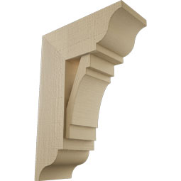 Ekena Millwork - BKTUR0756X18X26MRC01RCPR - Timberthane Faux Wood Merced Style Bracket w/ Offset Brace, Traditional Ends, 7 1/2"W x 18"D x 26"H, Primed Tan