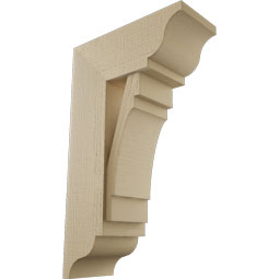 Ekena Millwork - BKTUR0756X18X30MRC01RCPR - Timberthane Faux Wood Merced Style Bracket w/ Offset Brace, Traditional Ends, 7 1/2"W x 18"D x 30"H, Primed Tan