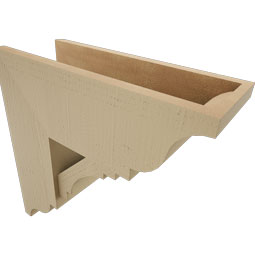 Ekena Millwork - BKTUR0756X20X20MRC01RCPR - Timberthane Faux Wood Merced Style Bracket w/ Offset Brace, Traditional Ends, 7 1/2"W x 20"D x 20"H, Primed Tan