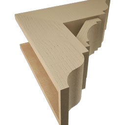 Ekena Millwork - BKTUR0756X20X20MRC01RCPR - Timberthane Faux Wood Merced Style Bracket w/ Offset Brace, Traditional Ends, 7 1/2"W x 20"D x 20"H, Primed Tan