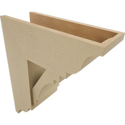 Ekena Millwork - BKTUR0756X20X24MRC01RCPR - Timberthane Faux Wood Merced Style Bracket w/ Offset Brace, Traditional Ends, 7 1/2"W x 20"D x 24"H, Primed Tan
