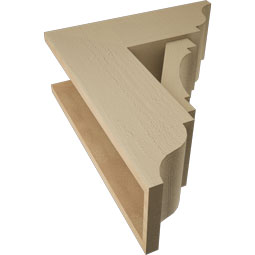 Ekena Millwork - BKTUR0756X20X24MRC01RCPR - Timberthane Faux Wood Merced Style Bracket w/ Offset Brace, Traditional Ends, 7 1/2"W x 20"D x 24"H, Primed Tan