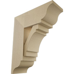 Ekena Millwork - BKTUR0756X20X24MRC01RCPR - Timberthane Faux Wood Merced Style Bracket w/ Offset Brace, Traditional Ends, 7 1/2"W x 20"D x 24"H, Primed Tan