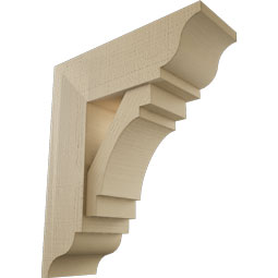 Ekena Millwork - BKTUR0756X22X26MRC01RCPR - Timberthane Faux Wood Merced Style Bracket w/ Offset Brace, Traditional Ends, 7 1/2"W x 22"D x 26"H, Primed Tan