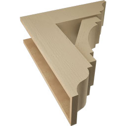 Ekena Millwork - BKTUR0756X24X28MRC01RCPR - Timberthane Faux Wood Merced Style Bracket w/ Offset Brace, Traditional Ends, 7 1/2"W x 24"D x 28"H, Primed Tan