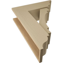 Ekena Millwork - BKTUR0756X24X32MRC01RCPR - Timberthane Faux Wood Merced Style Bracket w/ Offset Brace, Traditional Ends, 7 1/2"W x 24"D x 32"H, Primed Tan