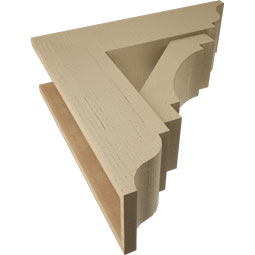 Ekena Millwork - BKTUR0756X26X26MRC01RCPR - Timberthane Faux Wood Merced Style Bracket w/ Offset Brace, Traditional Ends, 7 1/2"W x 26"D x 26"H, Primed Tan