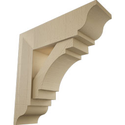 Ekena Millwork - BKTUR0756X26X26MRC01RCPR - Timberthane Faux Wood Merced Style Bracket w/ Offset Brace, Traditional Ends, 7 1/2"W x 26"D x 26"H, Primed Tan