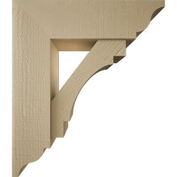 Ekena Millwork - BKTUR0756X26X30MRC01RCPR - Timberthane Faux Wood Merced Style Bracket w/ Offset Brace, Traditional Ends, 7 1/2"W x 26"D x 30"H, Primed Tan