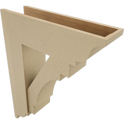 Ekena Millwork - BKTUR0756X26X34MRC01RCPR - Timberthane Faux Wood Merced Style Bracket w/ Offset Brace, Traditional Ends, 7 1/2"W x 26"D x 34"H, Primed Tan