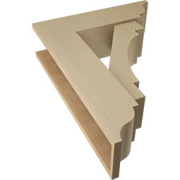 Ekena Millwork - BKTUR0756X26X34MRC01RCPR - Timberthane Faux Wood Merced Style Bracket w/ Offset Brace, Traditional Ends, 7 1/2"W x 26"D x 34"H, Primed Tan