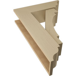Ekena Millwork - BKTUR0756X26X38MRC01RCPR - Timberthane Faux Wood Merced Style Bracket w/ Offset Brace, Traditional Ends, 7 1/2"W x 26"D x 38"H, Primed Tan