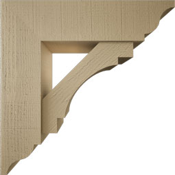 Ekena Millwork - BKTUR0756X28X28MRC01RCPR - Timberthane Faux Wood Merced Style Bracket w/ Offset Brace, Traditional Ends, 7 1/2"W x 28"D x 28"H, Primed Tan