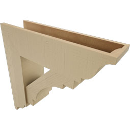 Ekena Millwork - BKTUR0756X28X28MRC01RCPR - Timberthane Faux Wood Merced Style Bracket w/ Offset Brace, Traditional Ends, 7 1/2"W x 28"D x 28"H, Primed Tan