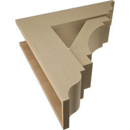 Ekena Millwork - BKTUR0756X28X28MRC01RCPR - Timberthane Faux Wood Merced Style Bracket w/ Offset Brace, Traditional Ends, 7 1/2"W x 28"D x 28"H, Primed Tan
