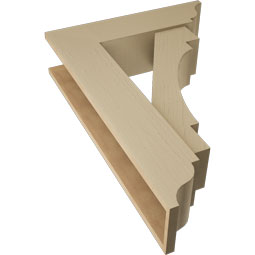 Ekena Millwork - BKTUR0756X28X40MRC01RCPR - Timberthane Faux Wood Merced Style Bracket w/ Offset Brace, Traditional Ends, 7 1/2"W x 28"D x 40"H, Primed Tan