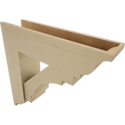 Ekena Millwork - BKTUR0756X30X30MRC01RCPR - Timberthane Faux Wood Merced Style Bracket w/ Offset Brace, Traditional Ends, 7 1/2"W x 30"D x 30"H, Primed Tan