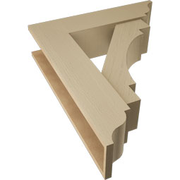 Ekena Millwork - BKTUR0756X30X36MRC01RCPR - Timberthane Faux Wood Merced Style Bracket w/ Offset Brace, Traditional Ends, 7 1/2"W x 30"D x 36"H, Primed Tan