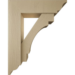 Ekena Millwork - BKTUR0756X30X38MRC01RCPR - Timberthane Faux Wood Merced Style Bracket w/ Offset Brace, Traditional Ends, 7 1/2"W x 30"D x 38"H, Primed Tan