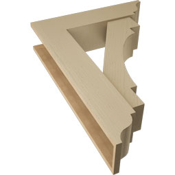 Ekena Millwork - BKTUR0756X30X42MRC01RCPR - Timberthane Faux Wood Merced Style Bracket w/ Offset Brace, Traditional Ends, 7 1/2"W x 30"D x 42"H, Primed Tan