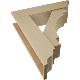 Ekena Millwork - BKTUR0756X32X36MRC01RCPR - Timberthane Faux Wood Merced Style Bracket w/ Offset Brace, Traditional Ends, 7 1/2"W x 32"D x 36"H, Primed Tan