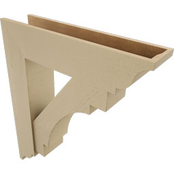Ekena Millwork - BKTUR0756X32X38MRC01RCPR - Timberthane Faux Wood Merced Style Bracket w/ Offset Brace, Traditional Ends, 7 1/2"W x 32"D x 38"H, Primed Tan