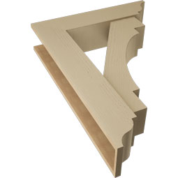 Ekena Millwork - BKTUR0756X32X44MRC01RCPR - Timberthane Faux Wood Merced Style Bracket w/ Offset Brace, Traditional Ends, 7 1/2"W x 32"D x 44"H, Primed Tan