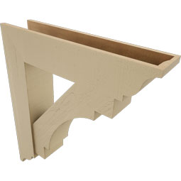 Ekena Millwork - BKTUR0756X34X38MRC01RCPR - Timberthane Faux Wood Merced Style Bracket w/ Offset Brace, Traditional Ends, 7 1/2"W x 34"D x 38"H, Primed Tan