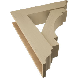 Ekena Millwork - BKTUR0756X34X38MRC01RCPR - Timberthane Faux Wood Merced Style Bracket w/ Offset Brace, Traditional Ends, 7 1/2"W x 34"D x 38"H, Primed Tan