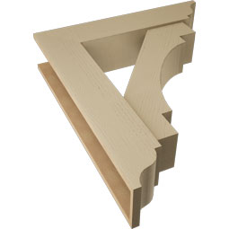 Ekena Millwork - BKTUR0756X34X40MRC01RCPR - Timberthane Faux Wood Merced Style Bracket w/ Offset Brace, Traditional Ends, 7 1/2"W x 34"D x 40"H, Primed Tan