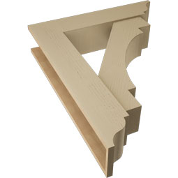 Ekena Millwork - BKTUR0756X34X42MRC01RCPR - Timberthane Faux Wood Merced Style Bracket w/ Offset Brace, Traditional Ends, 7 1/2"W x 34"D x 42"H, Primed Tan