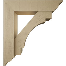 Ekena Millwork - BKTUR0756X36X40MRC01RCPR - Timberthane Faux Wood Merced Style Bracket w/ Offset Brace, Traditional Ends, 7 1/2"W x 36"D x 40"H, Primed Tan
