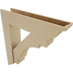 Ekena Millwork - BKTUR0756X36X40MRC01RCPR - Timberthane Faux Wood Merced Style Bracket w/ Offset Brace, Traditional Ends, 7 1/2"W x 36"D x 40"H, Primed Tan