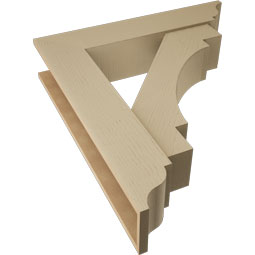 Ekena Millwork - BKTUR0756X36X40MRC01RCPR - Timberthane Faux Wood Merced Style Bracket w/ Offset Brace, Traditional Ends, 7 1/2"W x 36"D x 40"H, Primed Tan