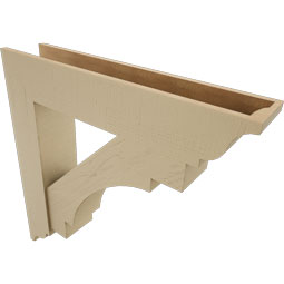 Ekena Millwork - BKTUR0756X38X38MRC01RCPR - Timberthane Faux Wood Merced Style Bracket w/ Offset Brace, Traditional Ends, 7 1/2"W x 38"D x 38"H, Primed Tan