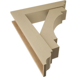Ekena Millwork - BKTUR0756X38X44MRC01RCPR - Timberthane Faux Wood Merced Style Bracket w/ Offset Brace, Traditional Ends, 7 1/2"W x 38"D x 44"H, Primed Tan