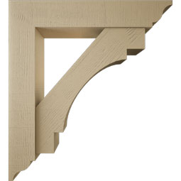 Ekena Millwork - BKTUR0756X40X44MRC01RCPR - Timberthane Faux Wood Merced Style Bracket w/ Offset Brace, Traditional Ends, 7 1/2"W x 40"D x 44"H, Primed Tan
