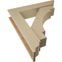 Ekena Millwork - BKTUR0756X40X44MRC01RCPR - Timberthane Faux Wood Merced Style Bracket w/ Offset Brace, Traditional Ends, 7 1/2"W x 40"D x 44"H, Primed Tan
