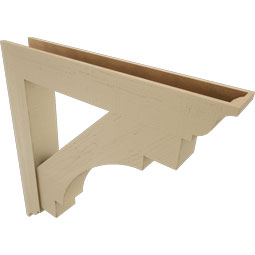Ekena Millwork - BKTUR0756X48X48MRC01RCPR - Timberthane Faux Wood Merced Style Bracket w/ Offset Brace, Traditional Ends, 7 1/2"W x 48"D x 48"H, Primed Tan