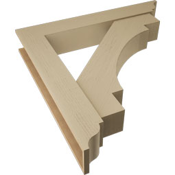 Ekena Millwork - BKTUR0756X48X48MRC01RCPR - Timberthane Faux Wood Merced Style Bracket w/ Offset Brace, Traditional Ends, 7 1/2"W x 48"D x 48"H, Primed Tan