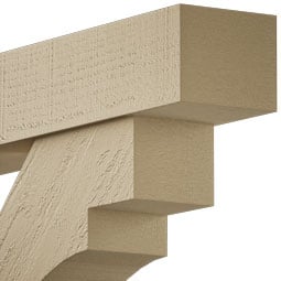 Ekena Millwork - BKTUROMRC44 - Timberthane Rough Cedar Faux Wood Merced Block Bracket w/ Offset Brace