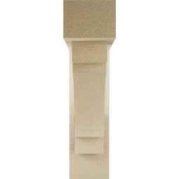 Ekena Millwork - BKTUR0352X14X14MRC05RCPR - Timberthane Faux Wood Merced Style Bracket w/ Offset Brace, Block Ends, 3 1/2"W x 14"D x 14"H, Primed Tan