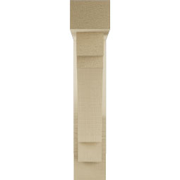 Ekena Millwork - BKTUR0352X14X18MRC05RCPR - Timberthane Faux Wood Merced Style Bracket w/ Offset Brace, Block Ends, 3 1/2"W x 14"D x 18"H, Primed Tan