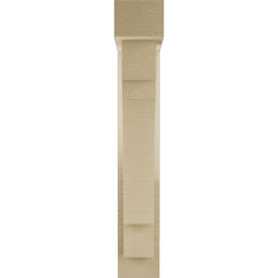 Ekena Millwork - BKTUR0352X14X22MRC05RCPR - Timberthane Faux Wood Merced Style Bracket w/ Offset Brace, Block Ends, 3 1/2"W x 14"D x 22"H, Primed Tan
