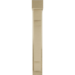 Ekena Millwork - BKTUR0352X14X26MRC05RCPR - Timberthane Faux Wood Merced Style Bracket w/ Offset Brace, Block Ends, 3 1/2"W x 14"D x 26"H, Primed Tan