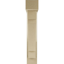 Ekena Millwork - BKTUR0352X16X20MRC05RCPR - Timberthane Faux Wood Merced Style Bracket w/ Offset Brace, Block Ends, 3 1/2"W x 16"D x 20"H, Primed Tan