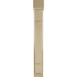 Ekena Millwork - BKTUR0352X16X28MRC05RCPR - Timberthane Faux Wood Merced Style Bracket w/ Offset Brace, Block Ends, 3 1/2"W x 16"D x 28"H, Primed Tan