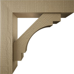 Ekena Millwork - BKTUROMRC44 - Timberthane Rough Cedar Faux Wood Merced Block Bracket w/ Offset Brace