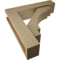 Ekena Millwork - BKTUROMRC44 - Timberthane Rough Cedar Faux Wood Merced Block Bracket w/ Offset Brace